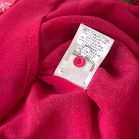 Joie red/pink floral shirt/top ruffle summer Sz M - Picture 9 of 11